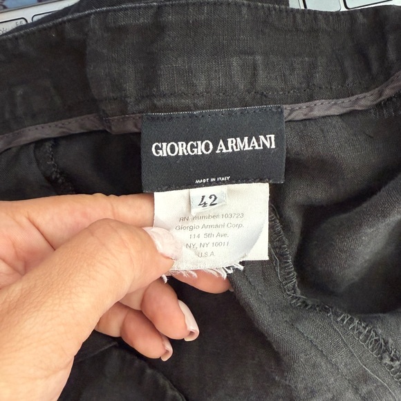 Georgio Armani Black 100% Linen Pants - Picture 8 of 10